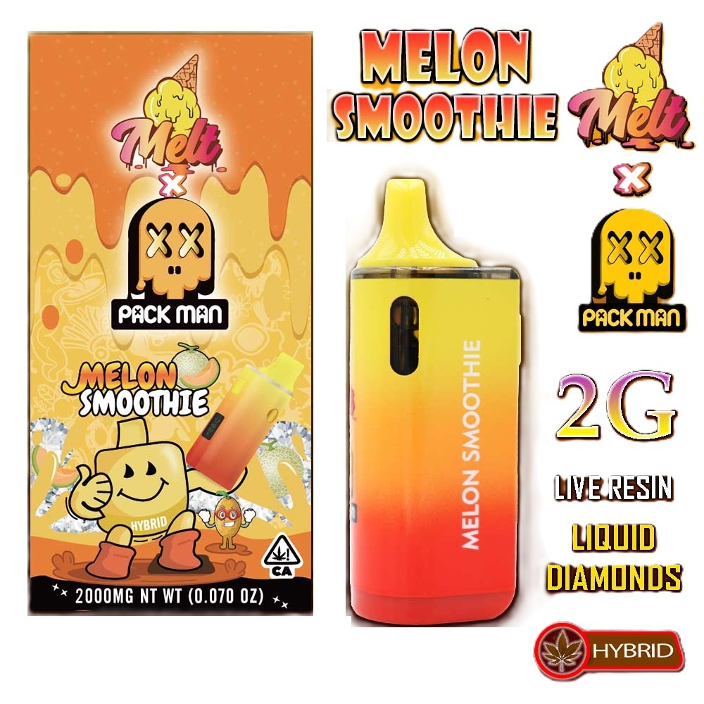 Melt x Pack Man – THC Vape Disposable Pen – MELON SMOOTHIE – 2G – HYBRID Melt X Pack Man THC Vape Disposable Pen Melon Smoothie 2G – HYBRID - Immagine 1