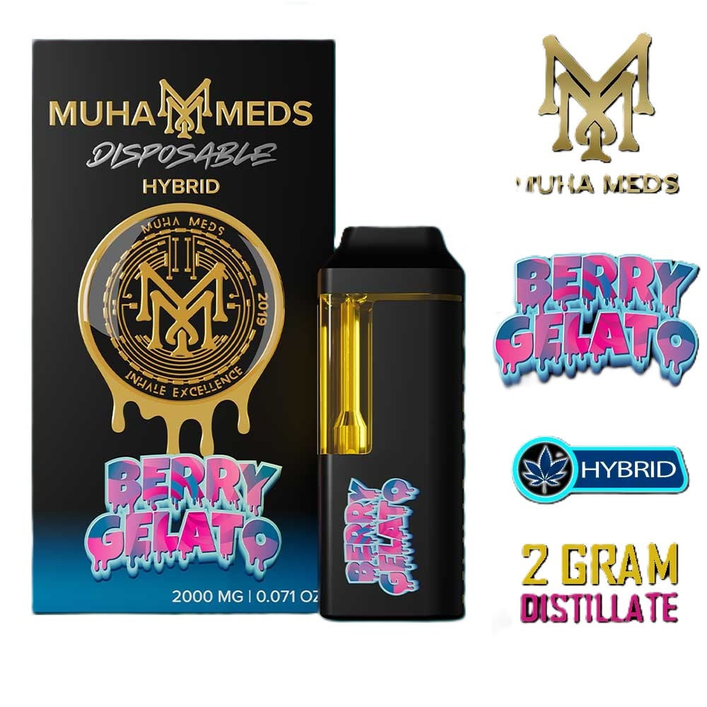 Muha Meds – Disposable Vape Pen – BERRY GELATO – 2G – HYBRID Muha Meds Disposable Vape Pen Berry Gelato 2G – HYBRID - Afbeelding 1