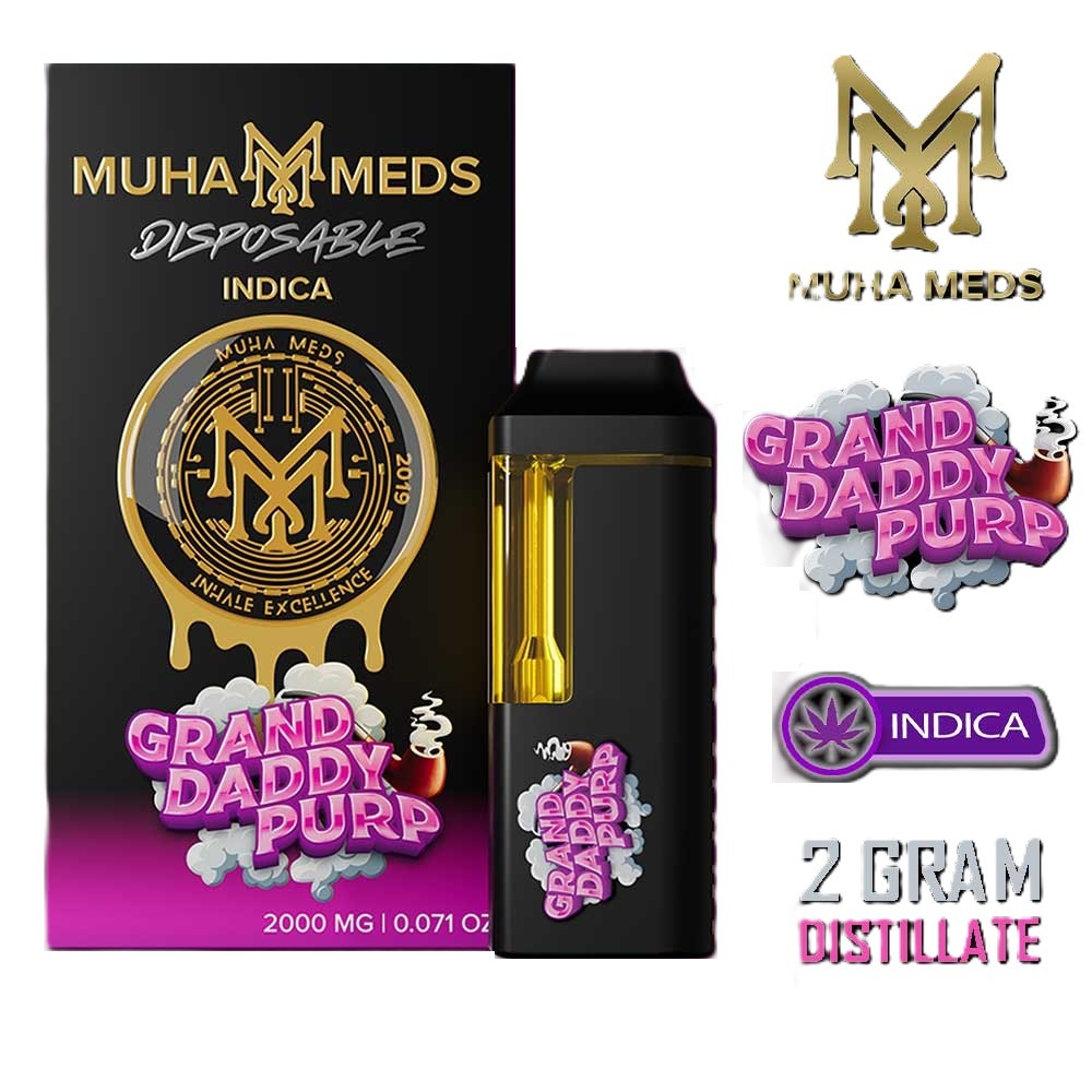 Muha Meds – Wegwerp-vape-pen – GRAND DADDY PURPLE – 2 g – Indica Muha Meds Disposable Vape Pen Grand Daddy Purple 2G – INDICA - Afbeelding 1