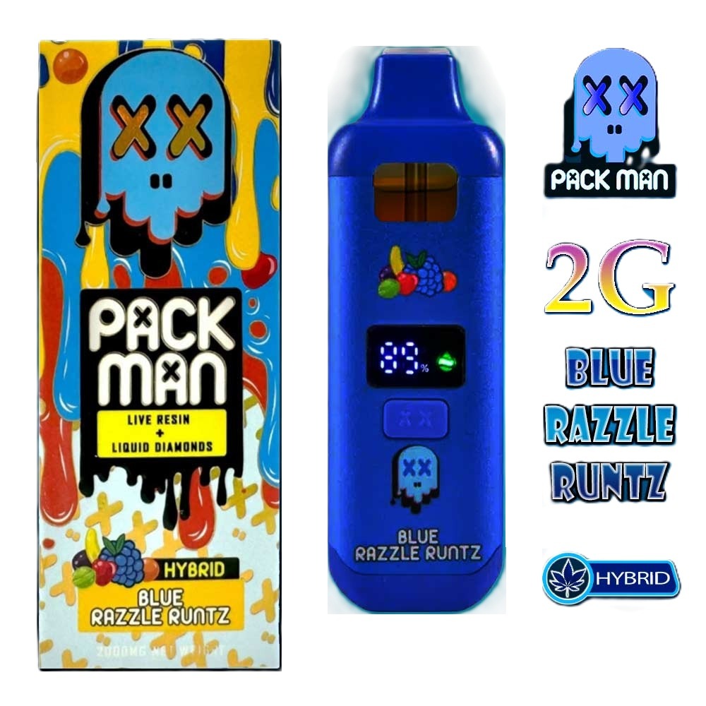 Packman-2G-Screen-Blue-Razzle-Runtz Pack Man Disposable Vape Pen Blue Razzle Runtz 2G – HYBRID - Immagine 1