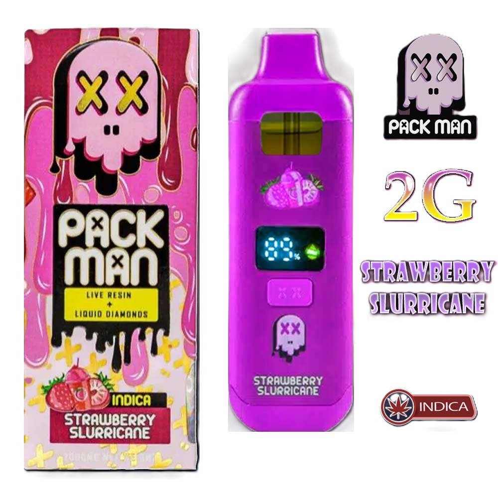 Packman-2G-Screen-Strawberry-Slurricane Pack Man Disposable Vape Pen Strawberry Slurricane 2G – INDICA - Imagen 1