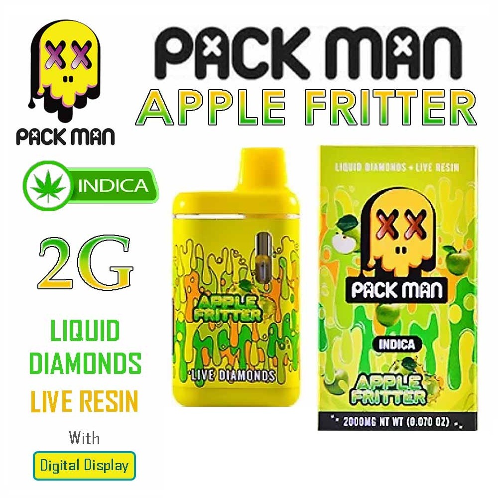 Packman-Live-Resin-Liquid-Diamonds-Apple-Fritter Pack Man THC Vape Disposable Pen Apple Fritter 2G – INDICA - Immagine 1
