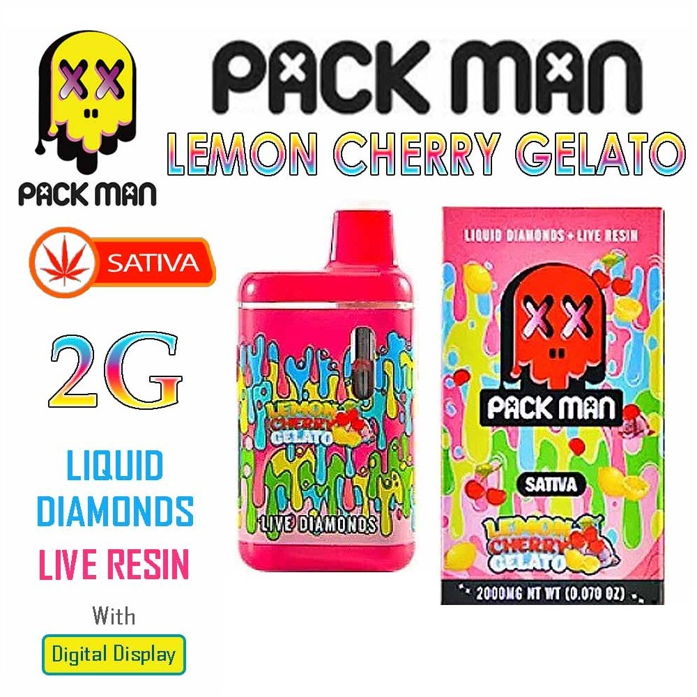 Packman-Live-Resin-Liquid-Diamonds-Lemon-Cherry-Gelato Pack Man THC Vape Disposable Pen Lemon Cherry Gelato 2G – SATIVA - Immagine 1