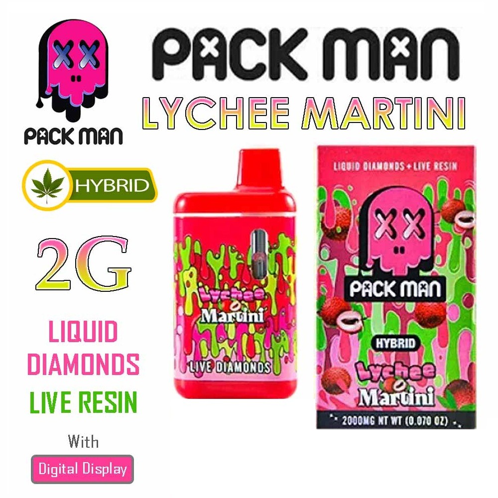 Packman-Live-Resin-Liquid-Diamonds-Lychee-Martini Pack Man THC Vape Disposable Pen Lychee Martini 2G – HYBRID – Bild 1
