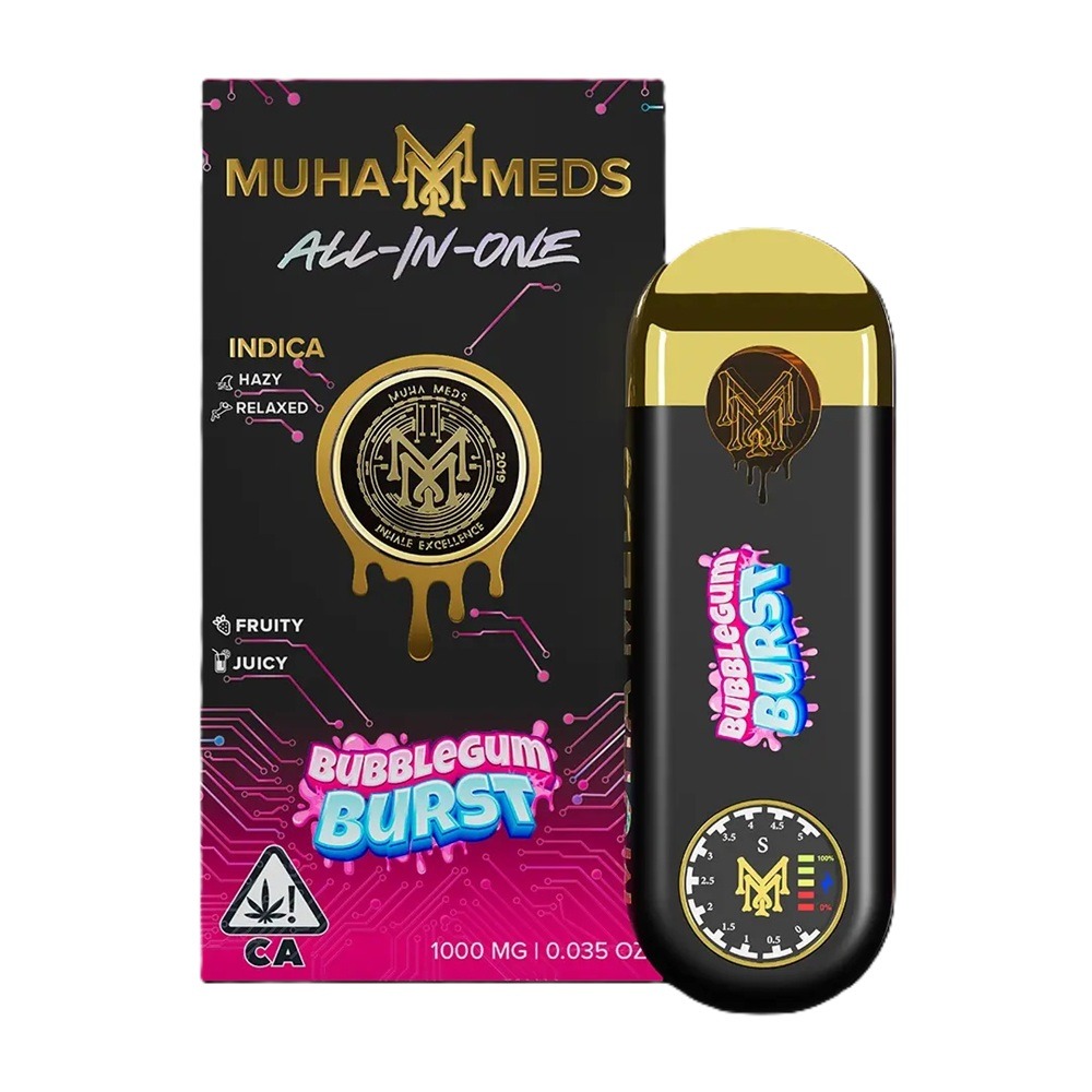 Bubble Gum Burst – indica Muha Meds Bubble Gum Burst INDICA Disposable Vape - Premium ALL-IN-ONE Distillate Experience - Afbeelding 1